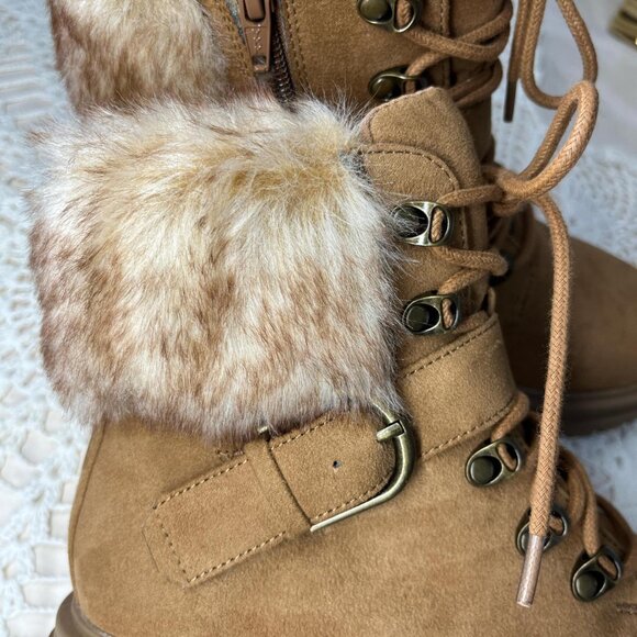 NWT Sand + Stone Faux Fur Ankle Boots Size 5 | Buckle & Zip - Picture 7 of 8
